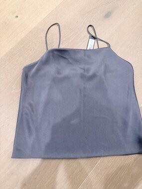 Alice + Olivia Charcoal Gray Satin Spaghetti-Strap Camisole